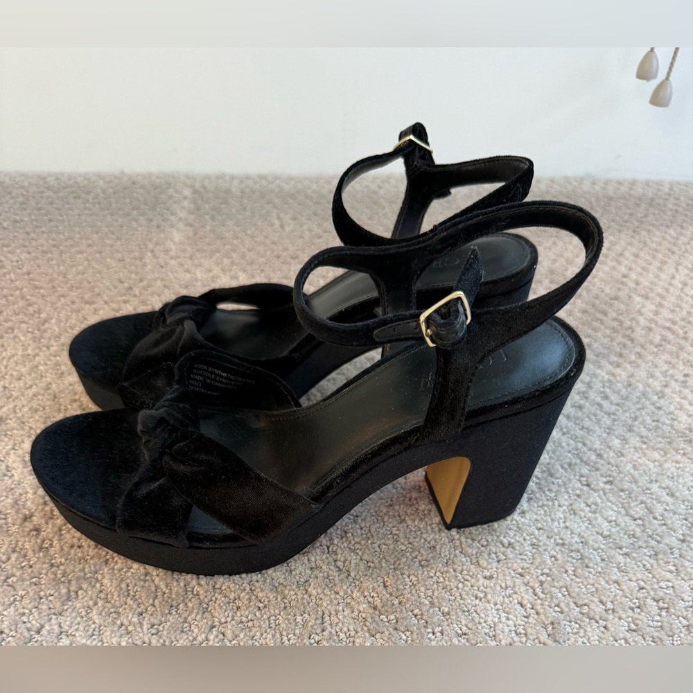 J Crew Elegant Black Velvet Women's Heeled Sandals